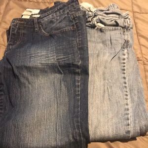 Donating soon! FINAL PRICE! Maurices Jeans Frayed and Stained 2 Pair Bundle